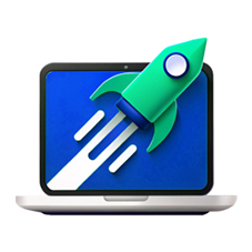 Fast Rocket Coming Out of a Laptop Icon