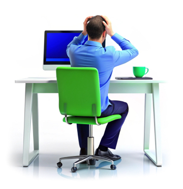 Frustrated Man Sitting at a Table Icon